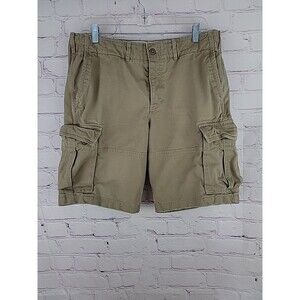 Abercrombie & Fitch Cargo Shorts Mens 33 Khaki Drawstring Button Fly Casual